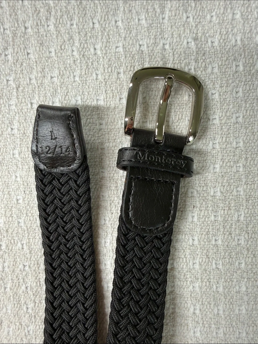 Monterey black stretchy woven belt size large 12/14